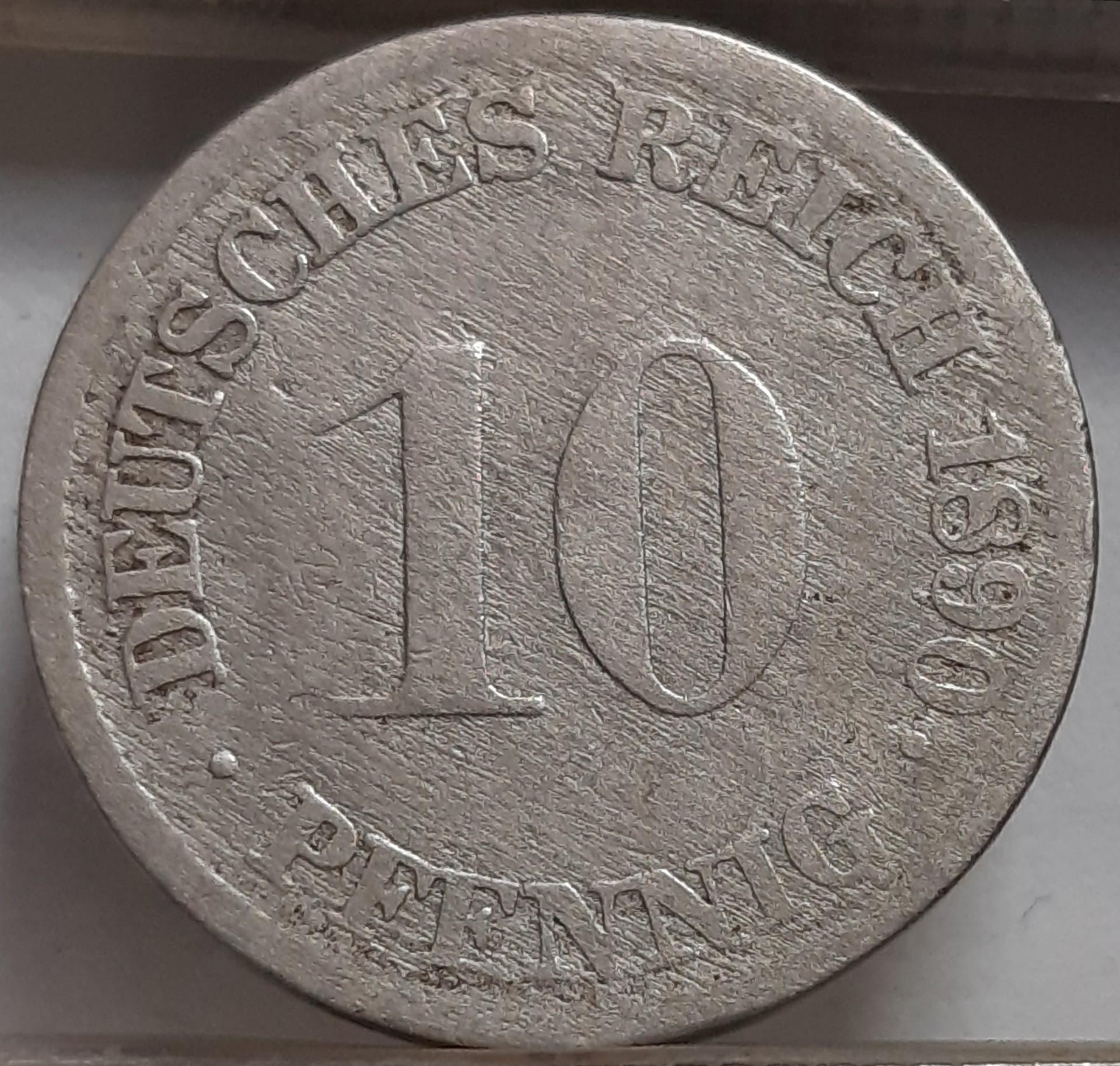 Vokietija 10 Pfenigų 1890 G KM#12 (3109)