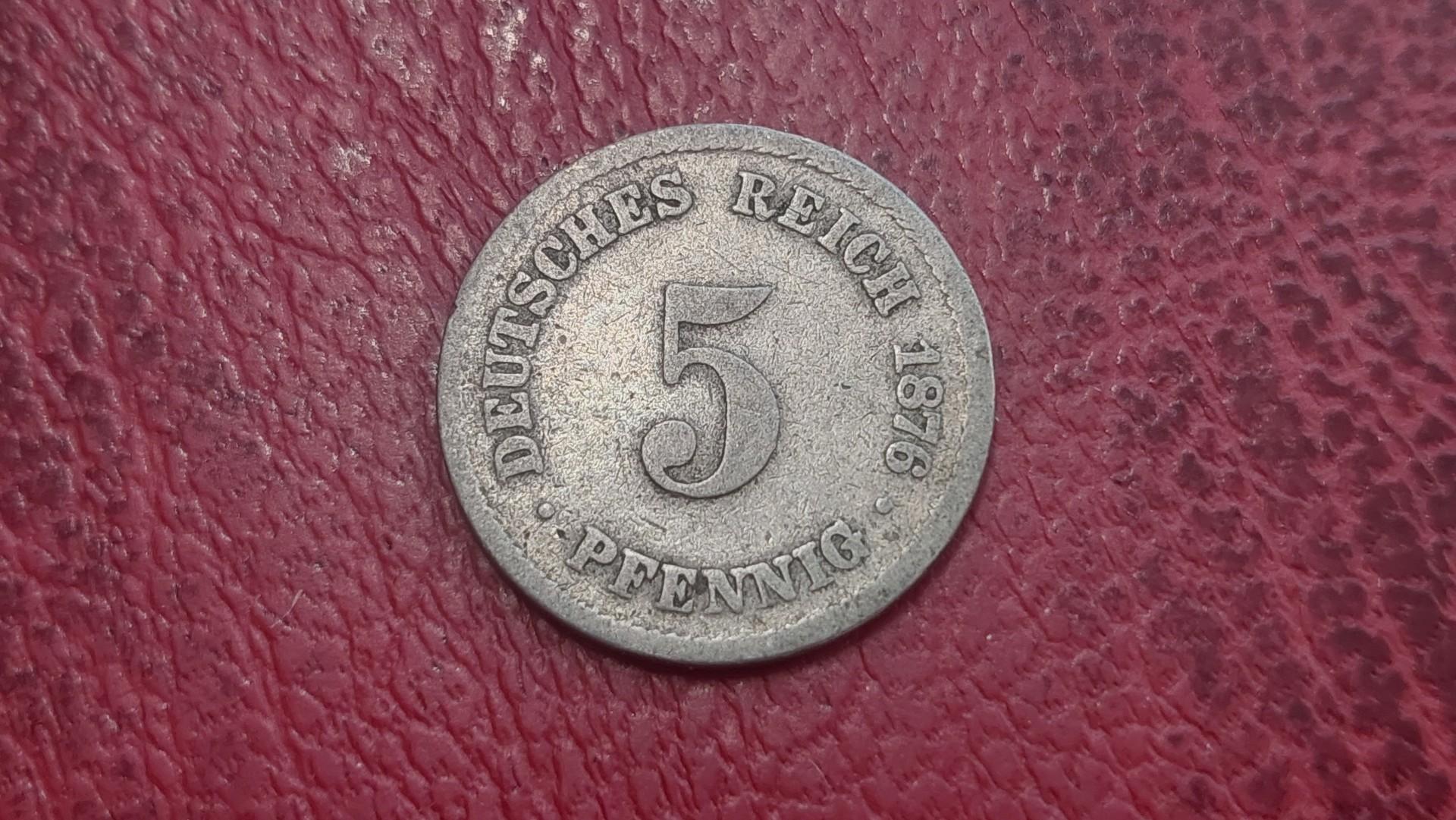 Vokietija 5 pfenigai, 1876B KM# 3