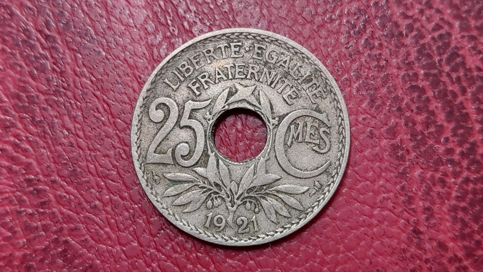 Prancūzija 25 santimai, 1921 KM# 867a