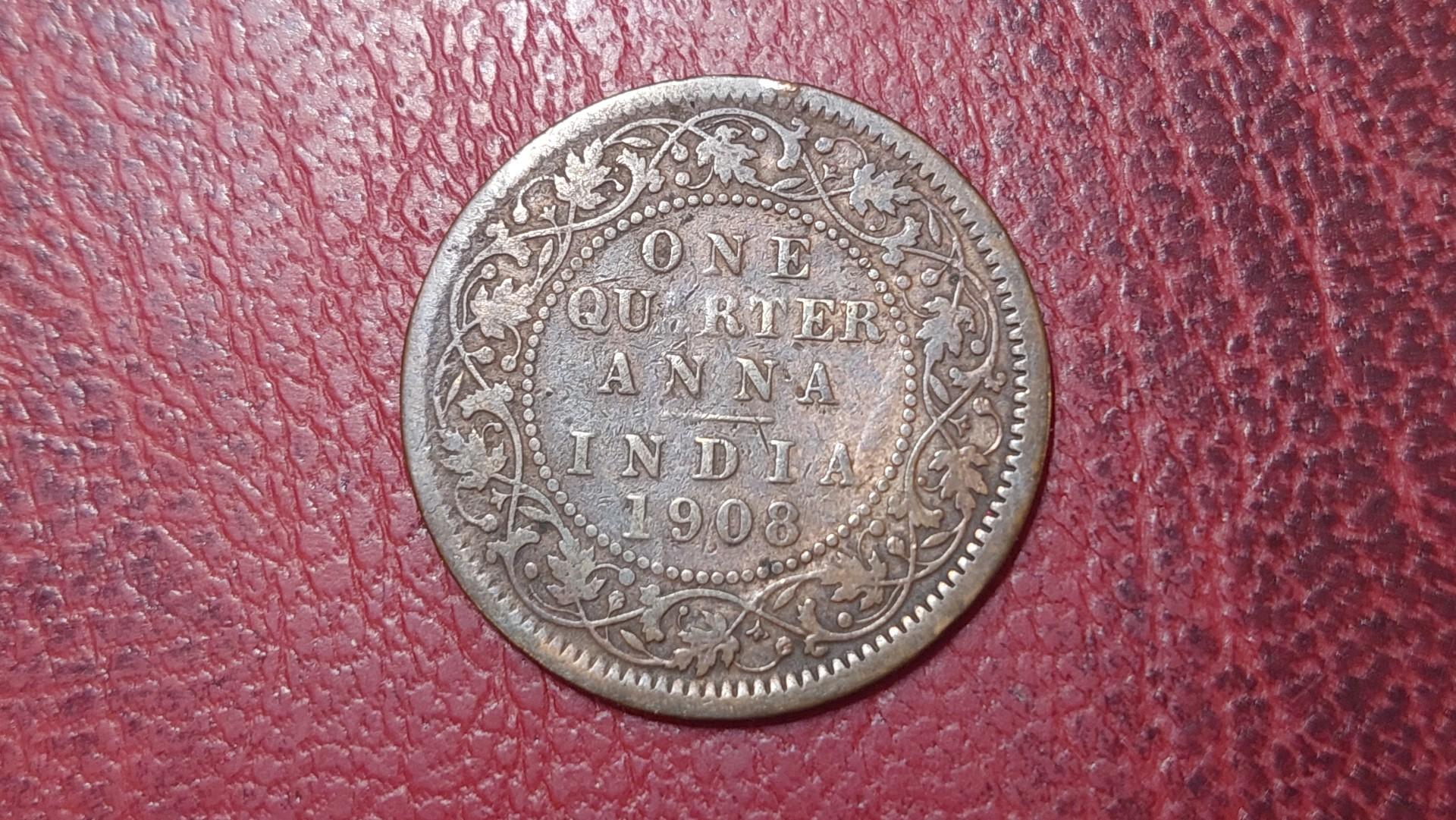 Indija - Britų ¼ anos, 1908 KM# 502