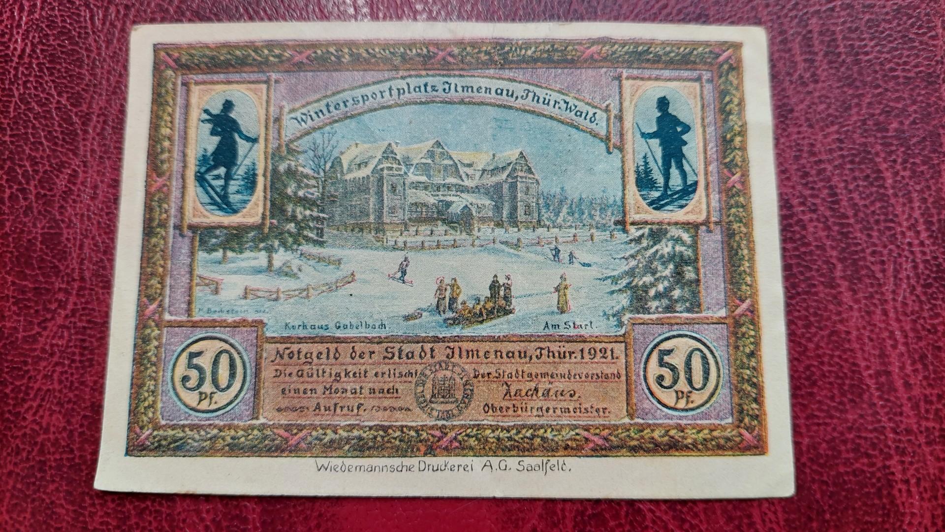 50 Pfennig 1921 Ilmenau Notgeld Vokietija