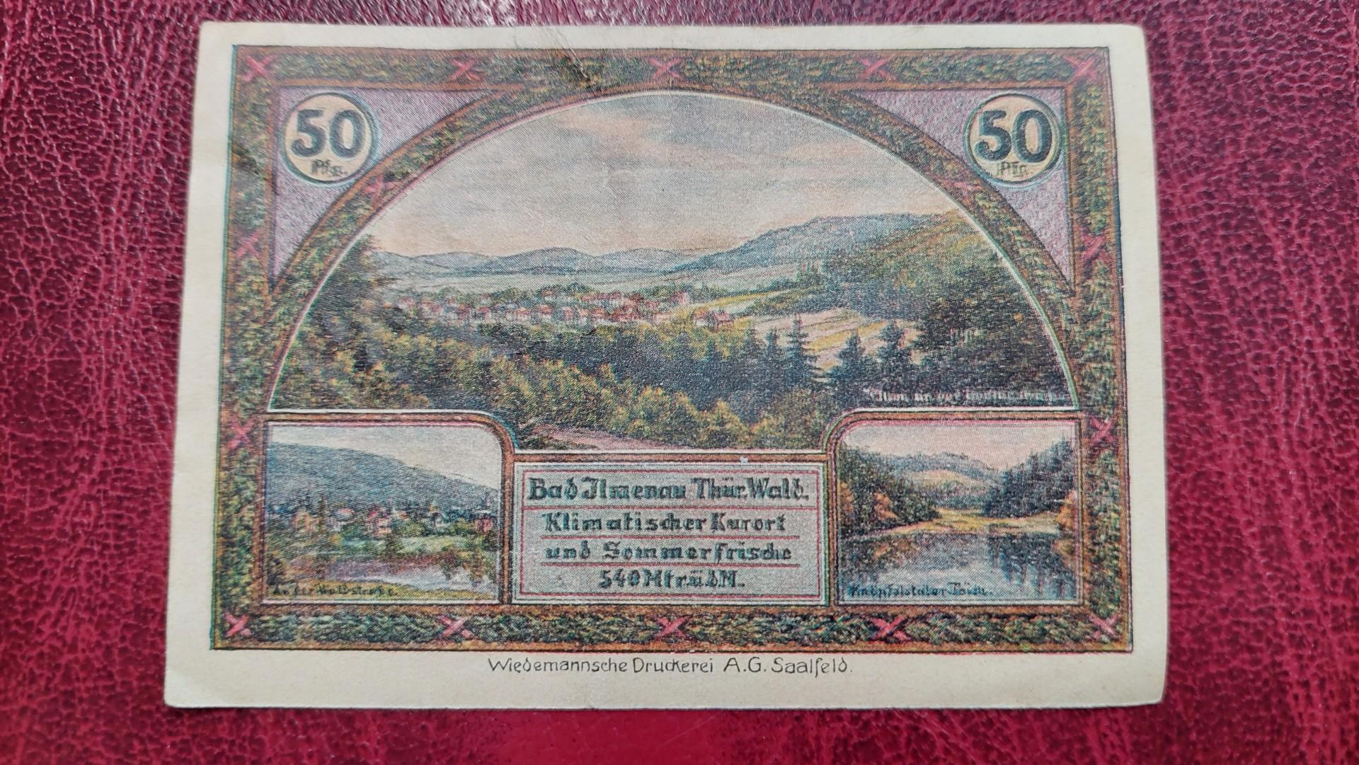 50 Pfennig 1921 Ilmenau Notgeld Vokietija