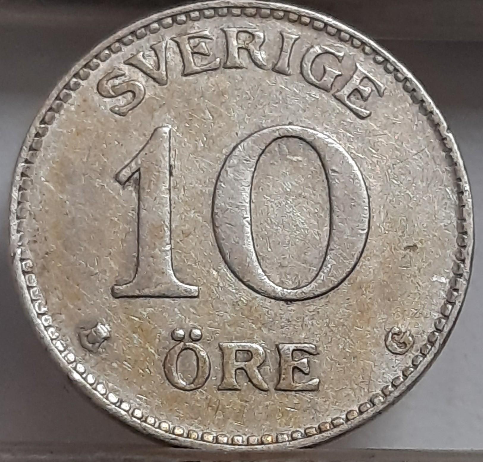 Švedija 10 Erių 1942 KM#780 Sidabras (3130)