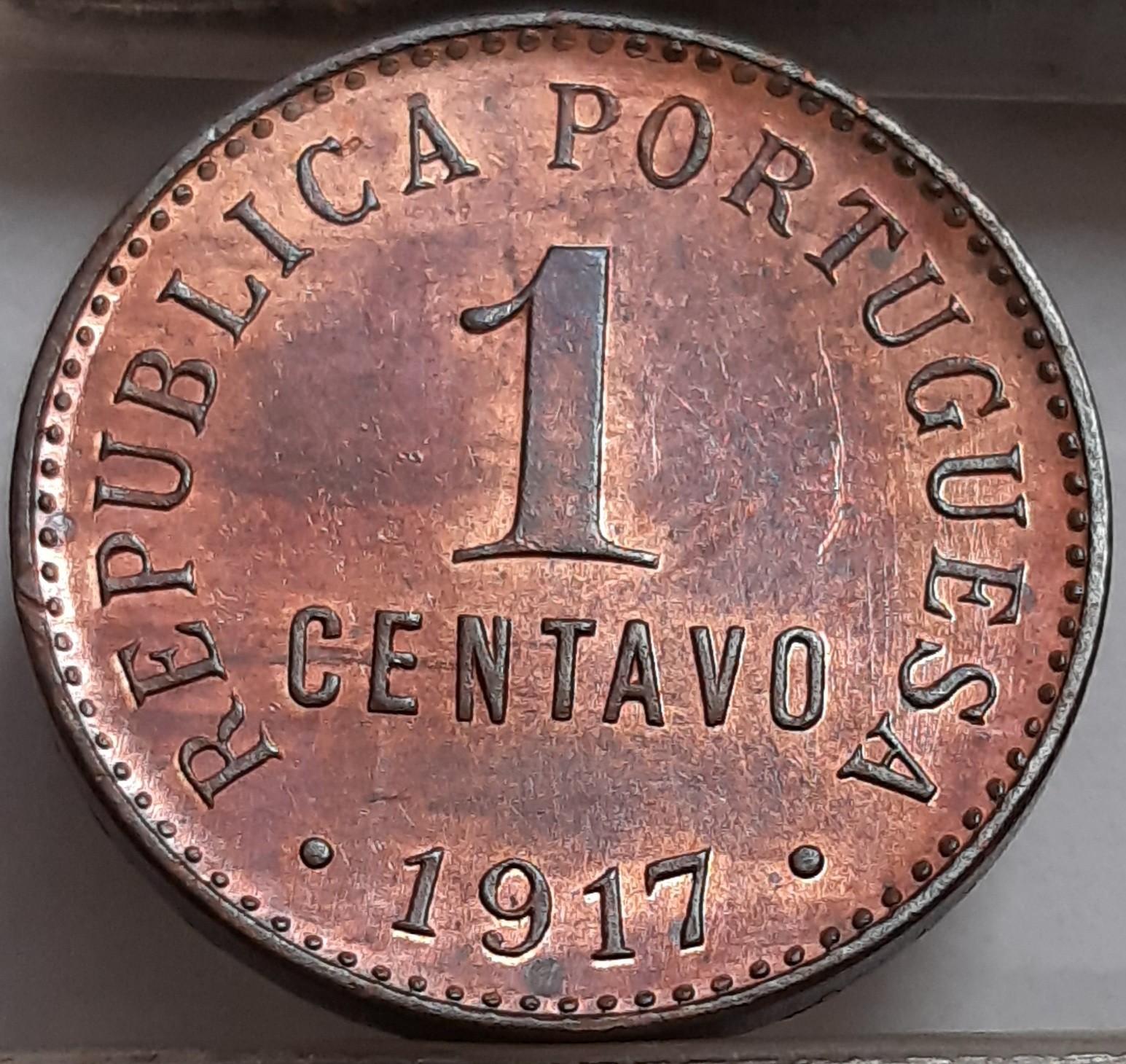 Portugalija 1 Sentavas 1917 KM#565 Bronza (3208)