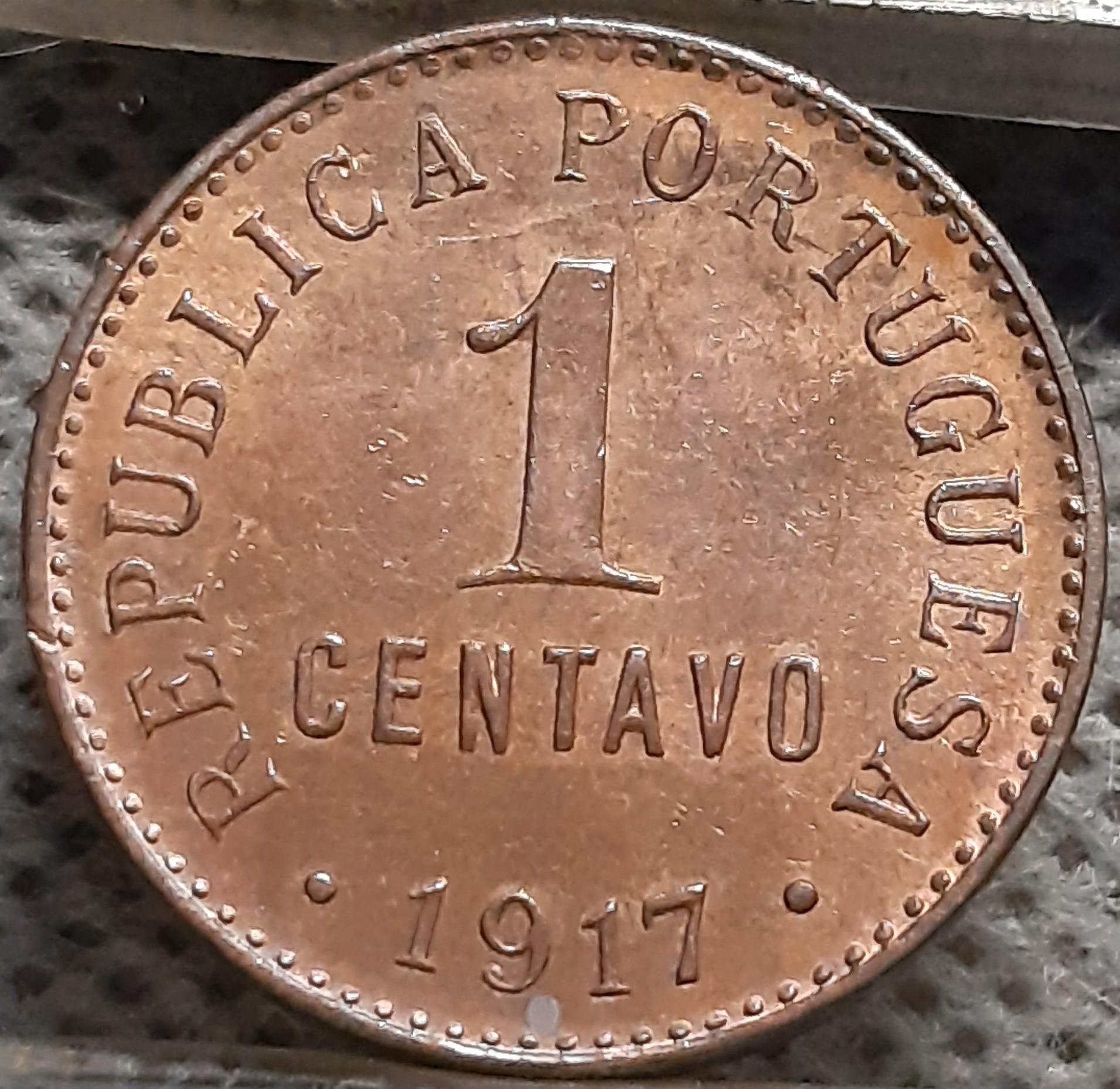 Portugalija 1 Sentavas 1917 KM#565 Bronza (3208)