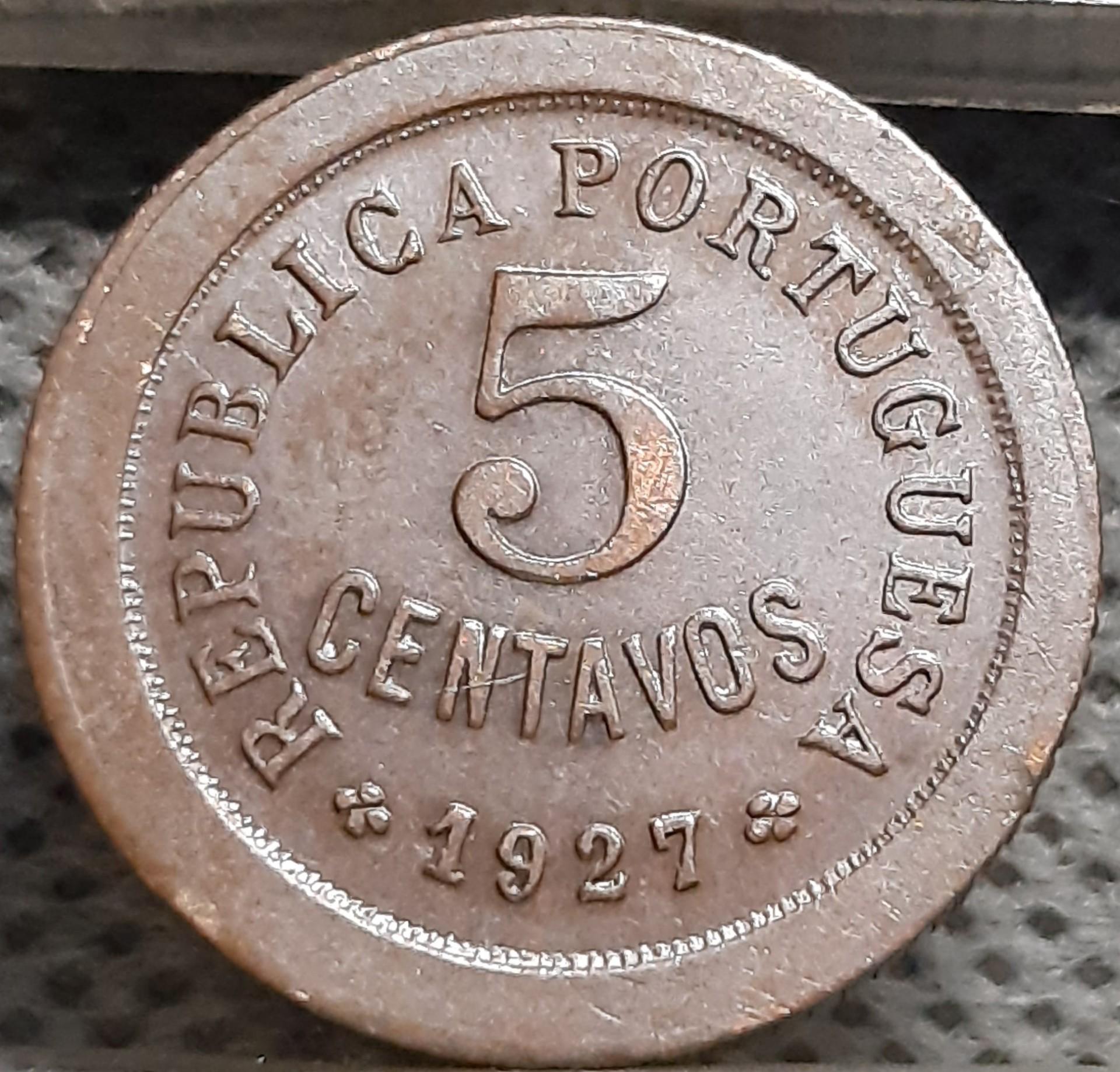 Portugalija 5 Sentavai 1927 KM#572 Bronza (3209)