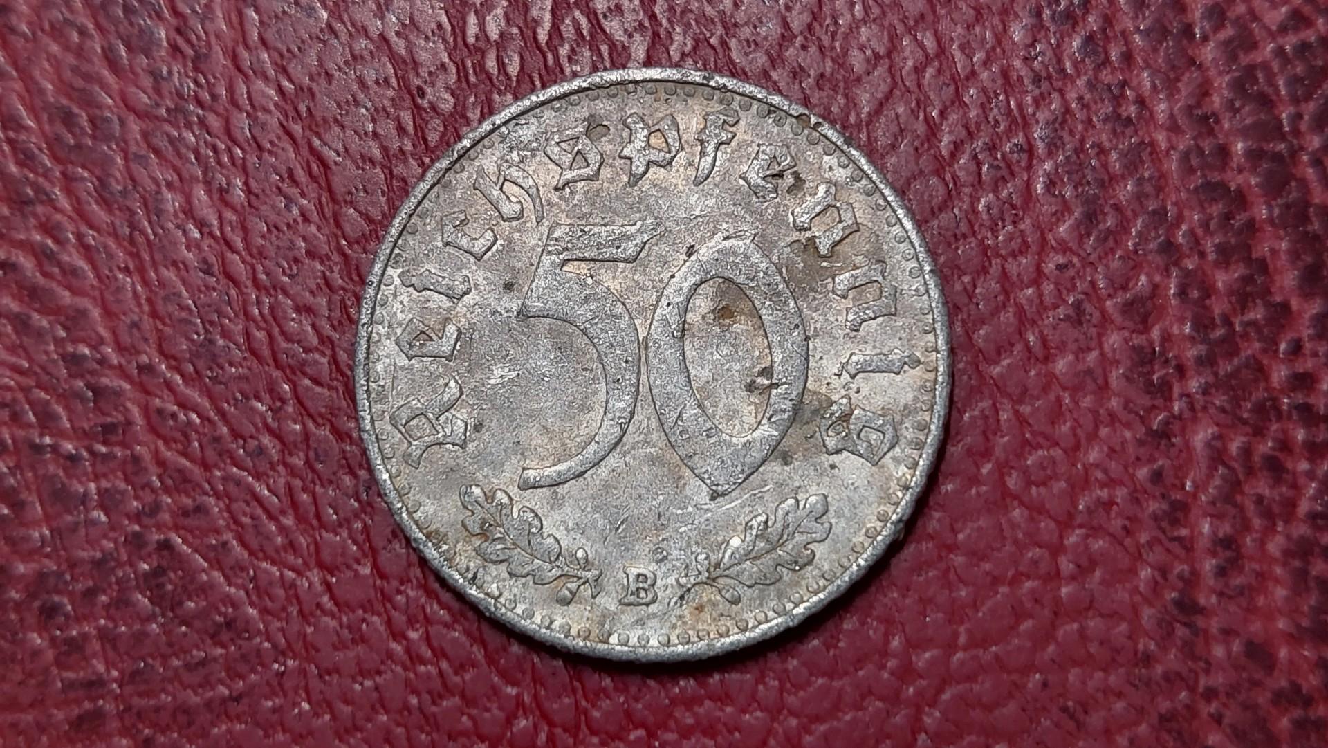 Trečiasis Reichas 50 reichspfenigų, 1939B KM# 96