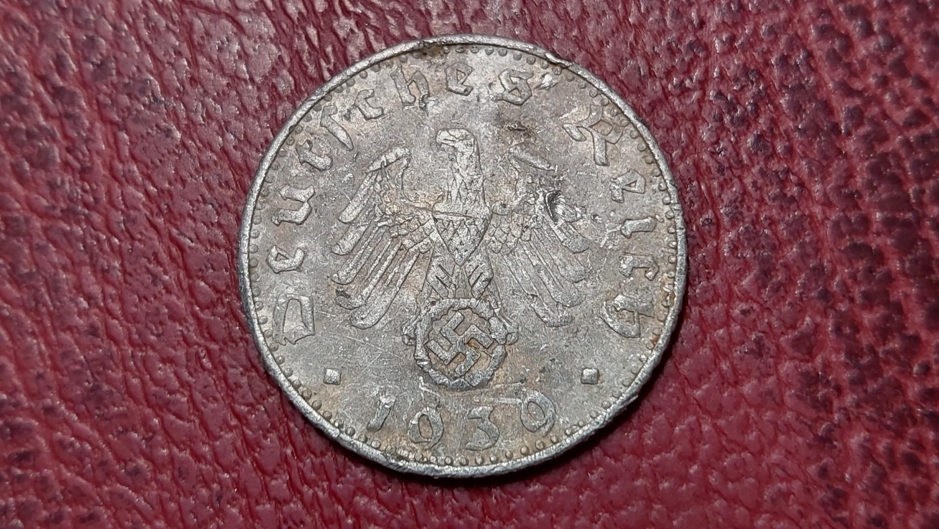 Trečiasis Reichas 50 reichspfenigų, 1939B KM# 96