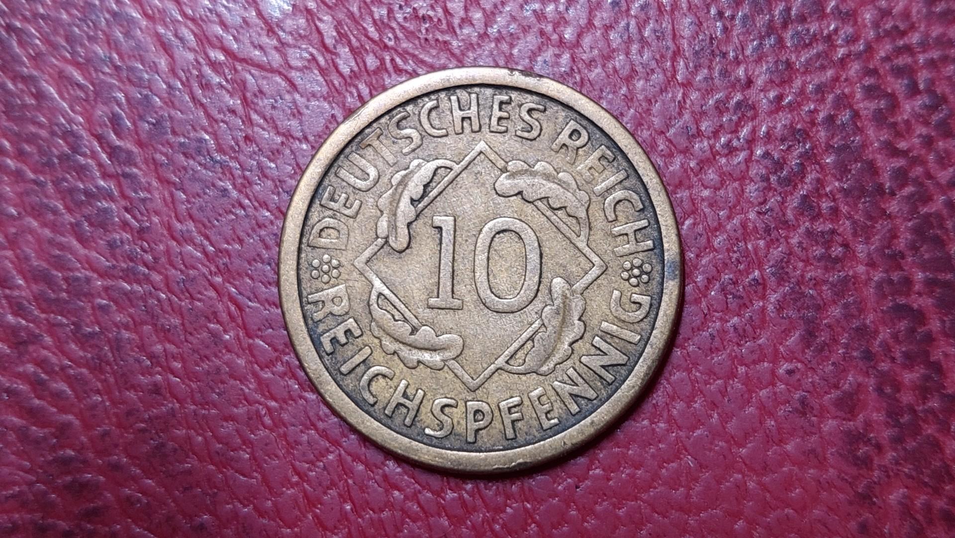 Vokietija 10 reichspfenigų, 1926A KM# 40