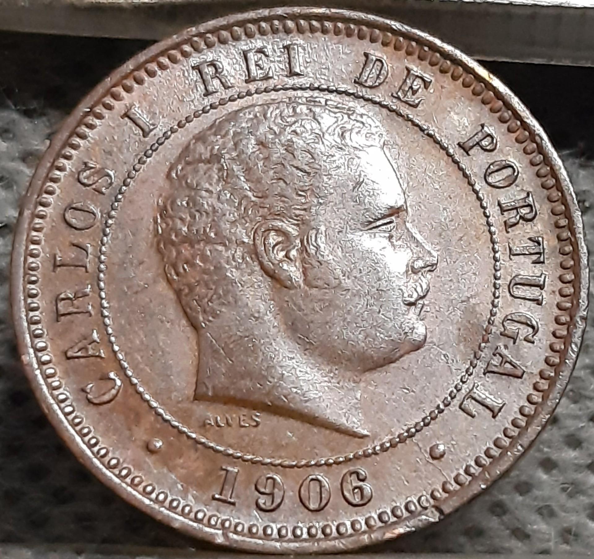 Portugalija 5 Realai 1906 KM#530 Bronza (3211)