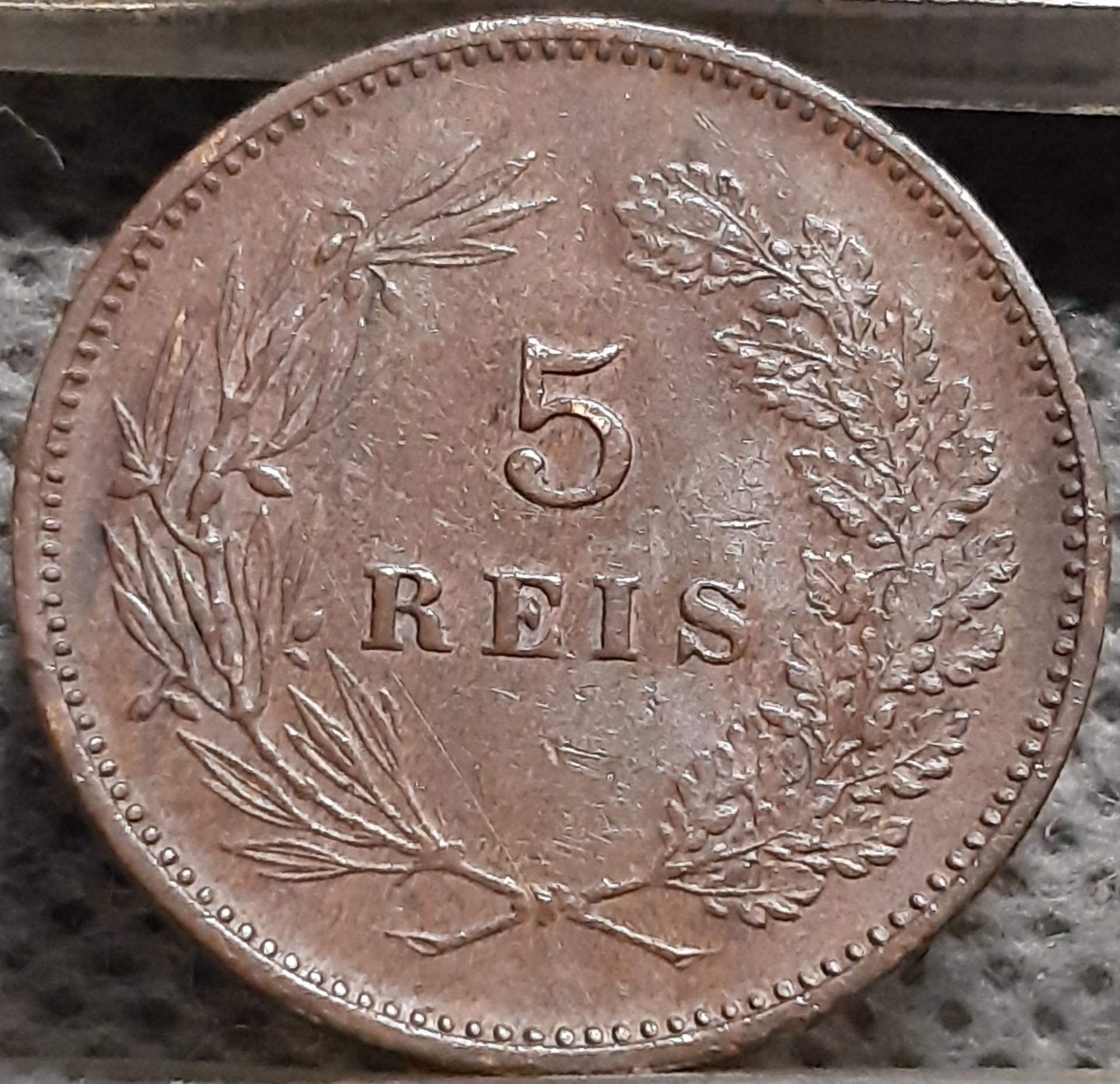 Portugalija 5 Realai 1905 KM#530 Bronza (3213)