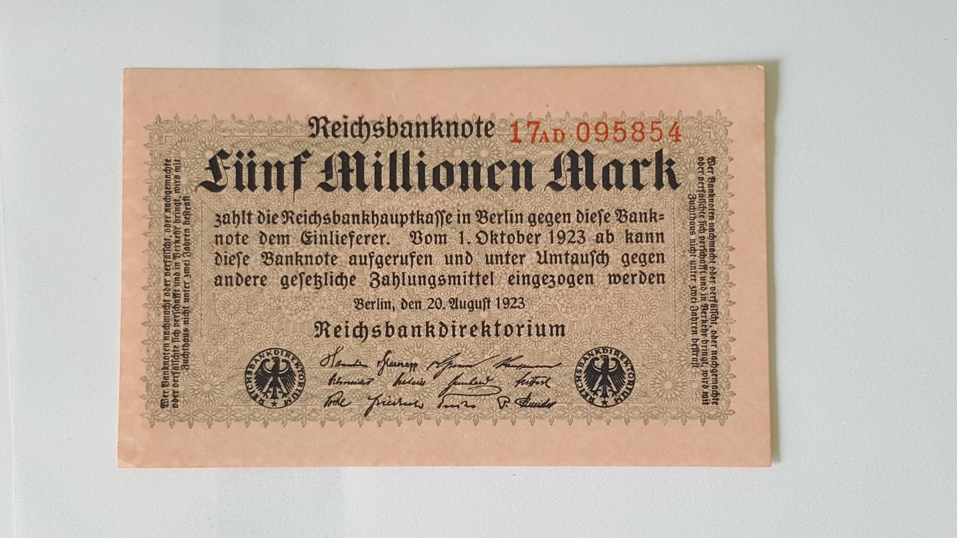 1923 Funf Millionen mark VF