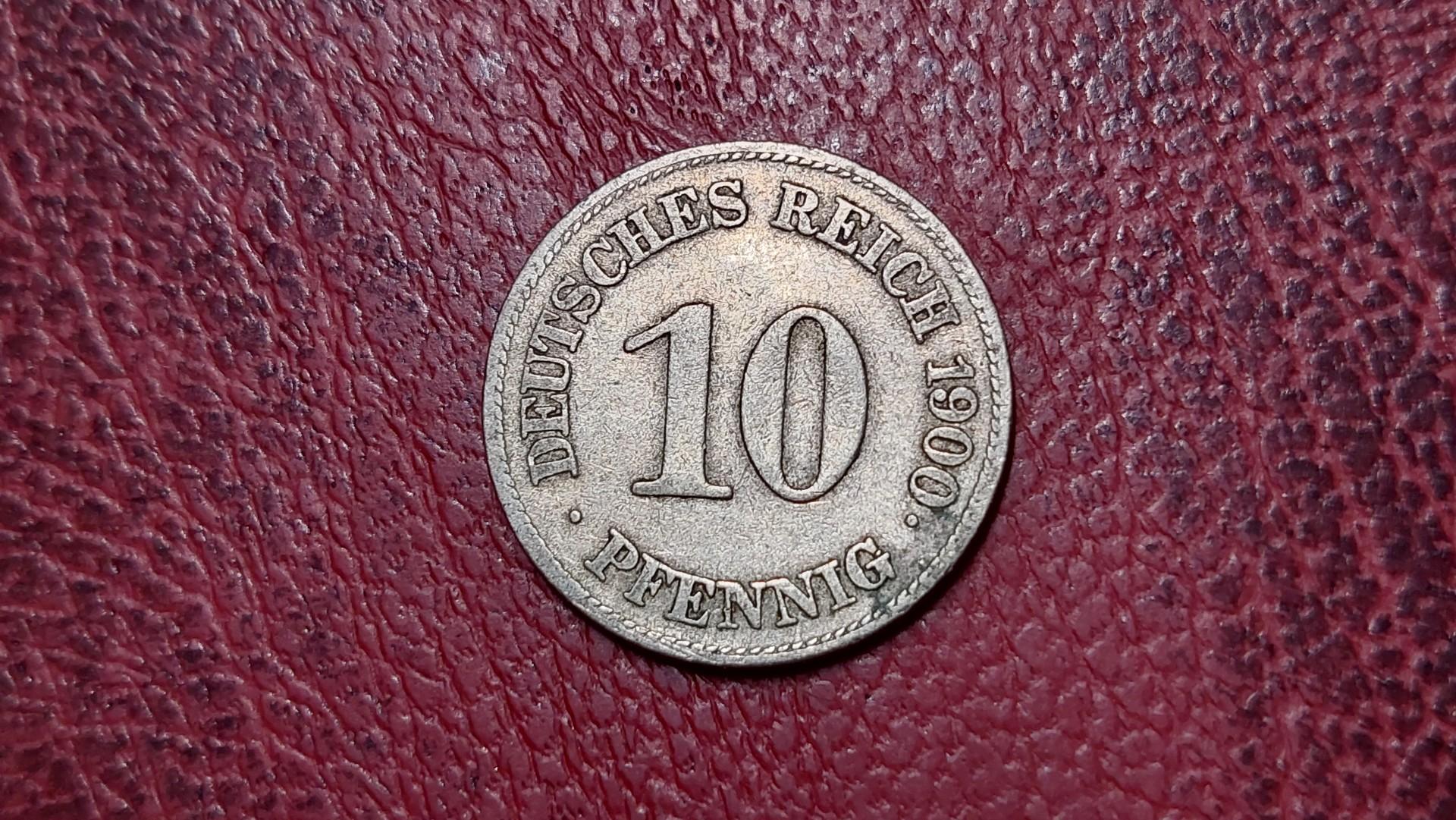 Vokietija 10 pfenigų, 1900E KM# 1