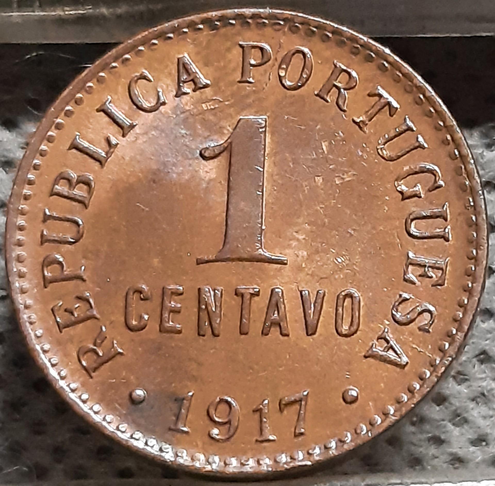 Portugalija 1 Sentavas 1917 KM#565 Bronza (3222)