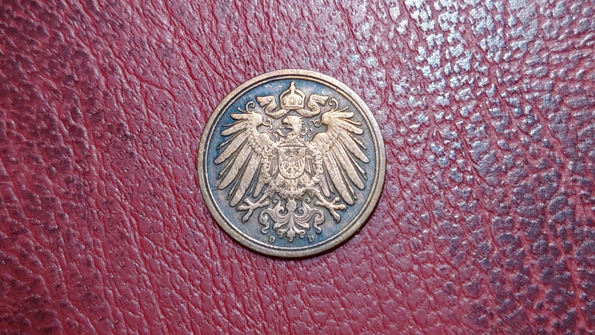 Vokietija 1 pfenigas, 1911D KM# 10