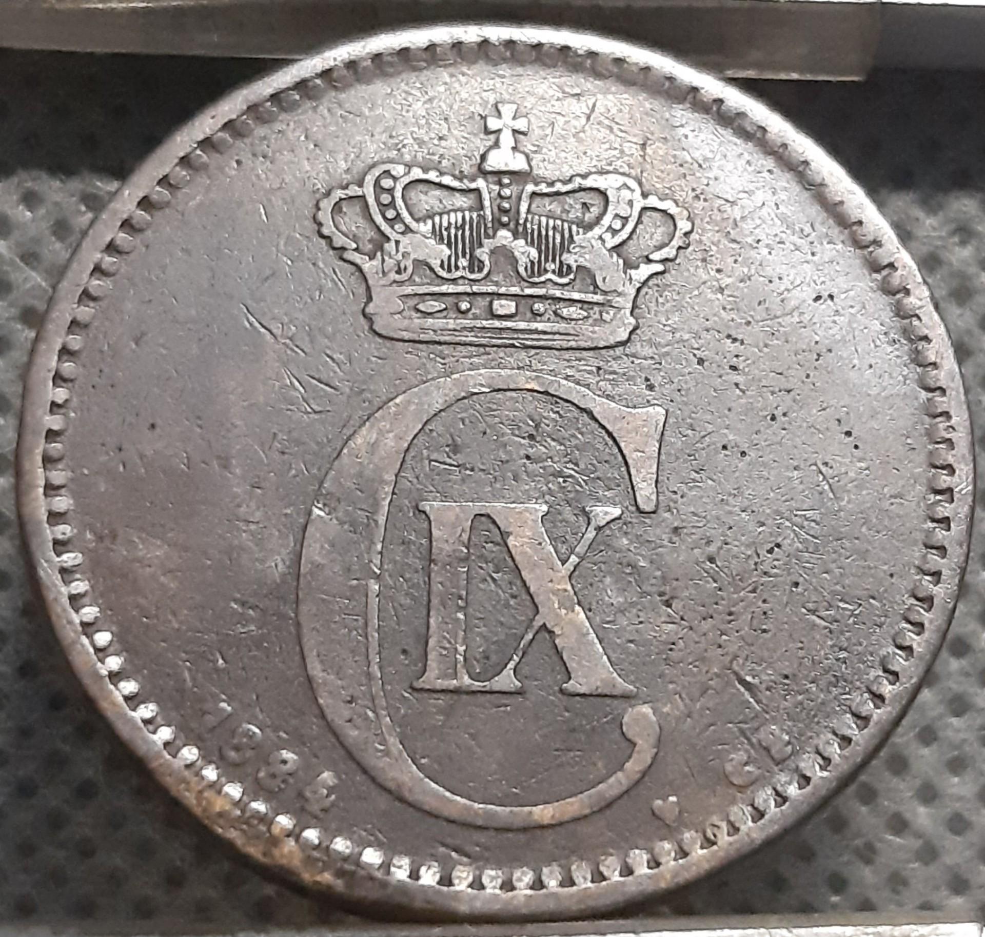 Danija 5 Erės 1884 KM#794 Bronza (3254)
