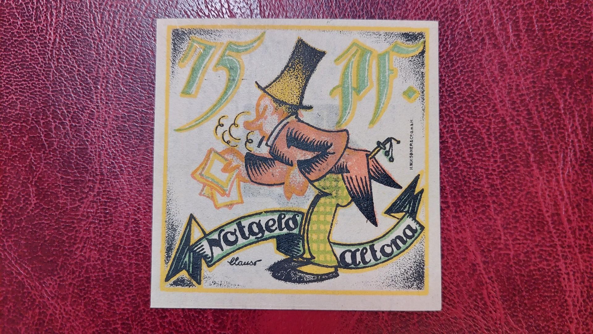 75 Pfennig 1921.12.12 Altona Notgeld Vokietija