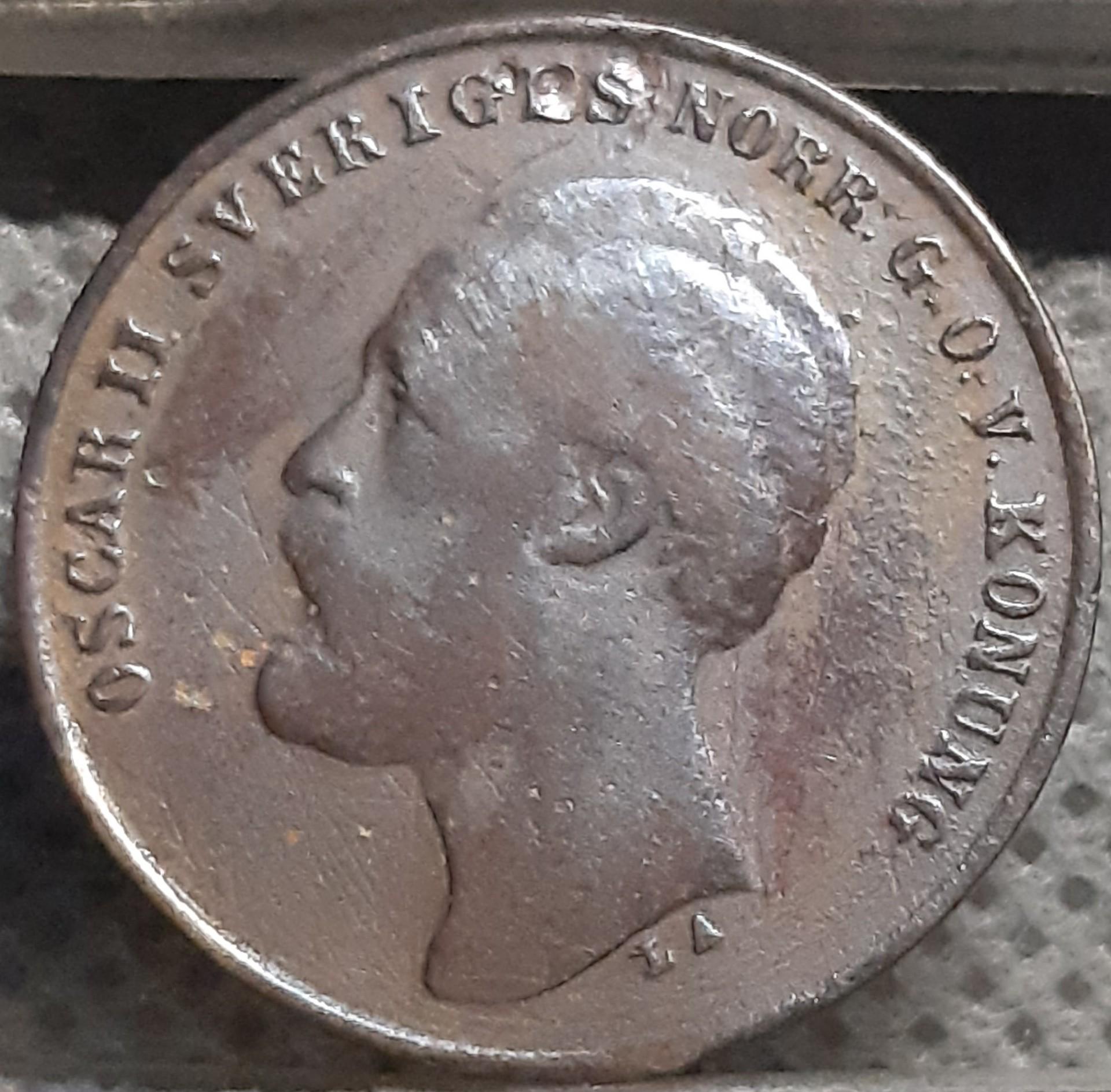 Švedija 1 Erė 1873 LA KM#728 Bronza (3256)