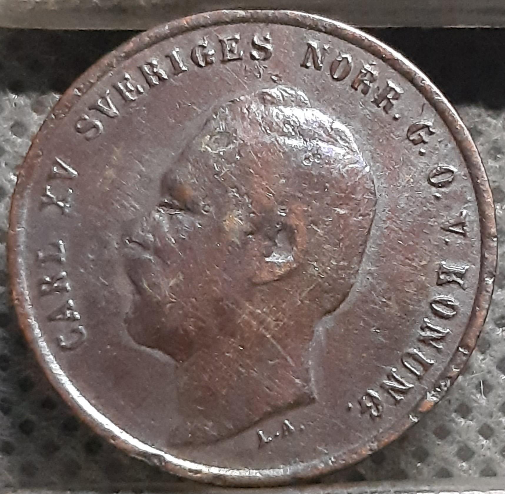 Švedija 1 Erė 1870 KM#705 Bronza (3257)