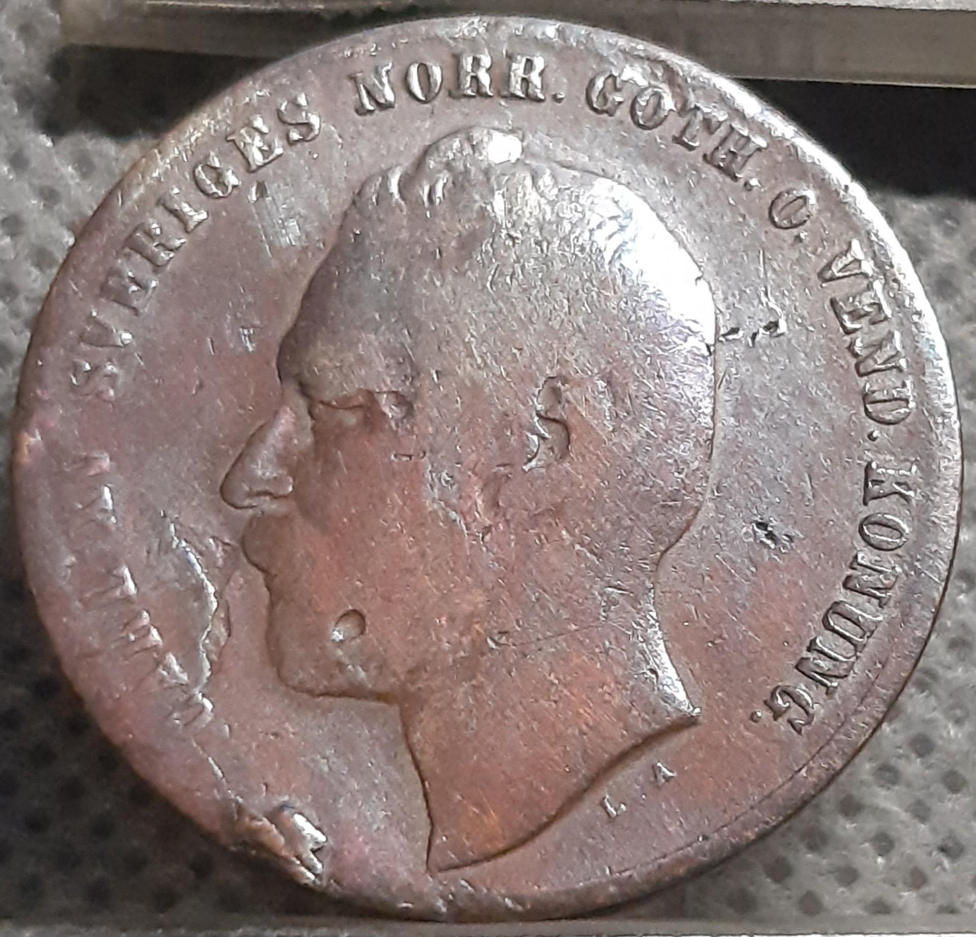 Švedija 2 Erės 1863 KM#706 Bronza (3258)