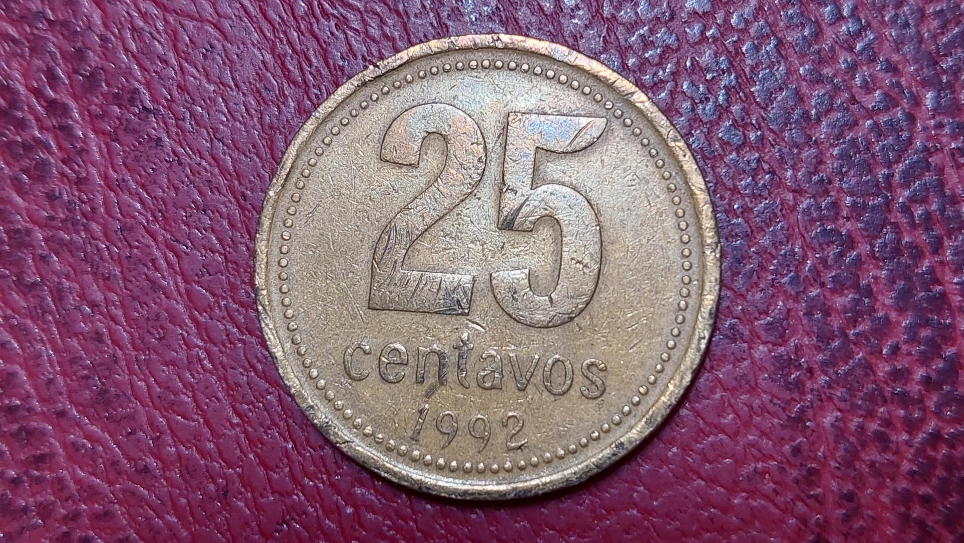 Argentina 25 sentavai, 1992 KM# 110.1