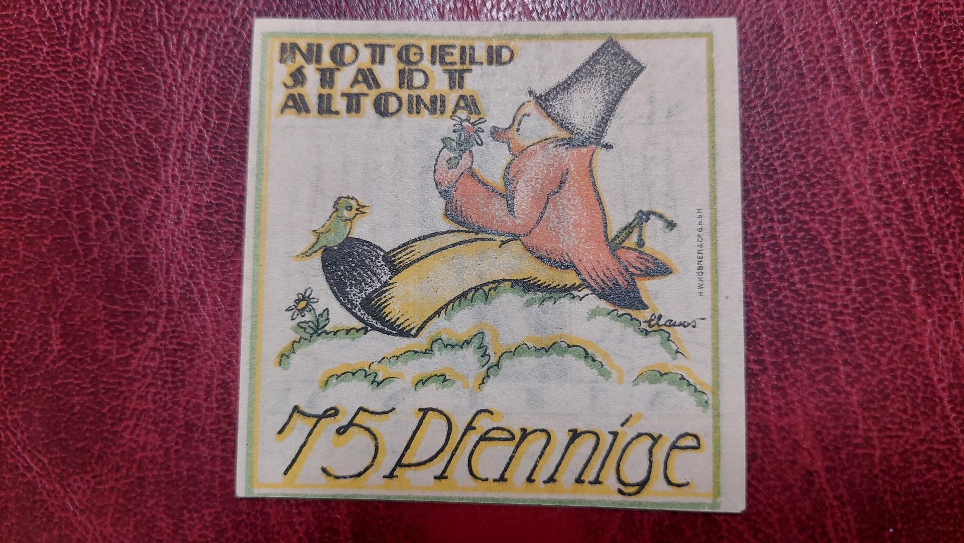 75 Pfennig 1921.12.12 Altona Notgeld Vokietija