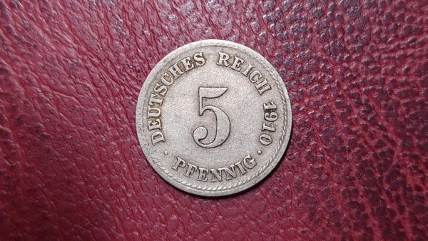Vokietija 5 pfenigai, 1910F KM# 11