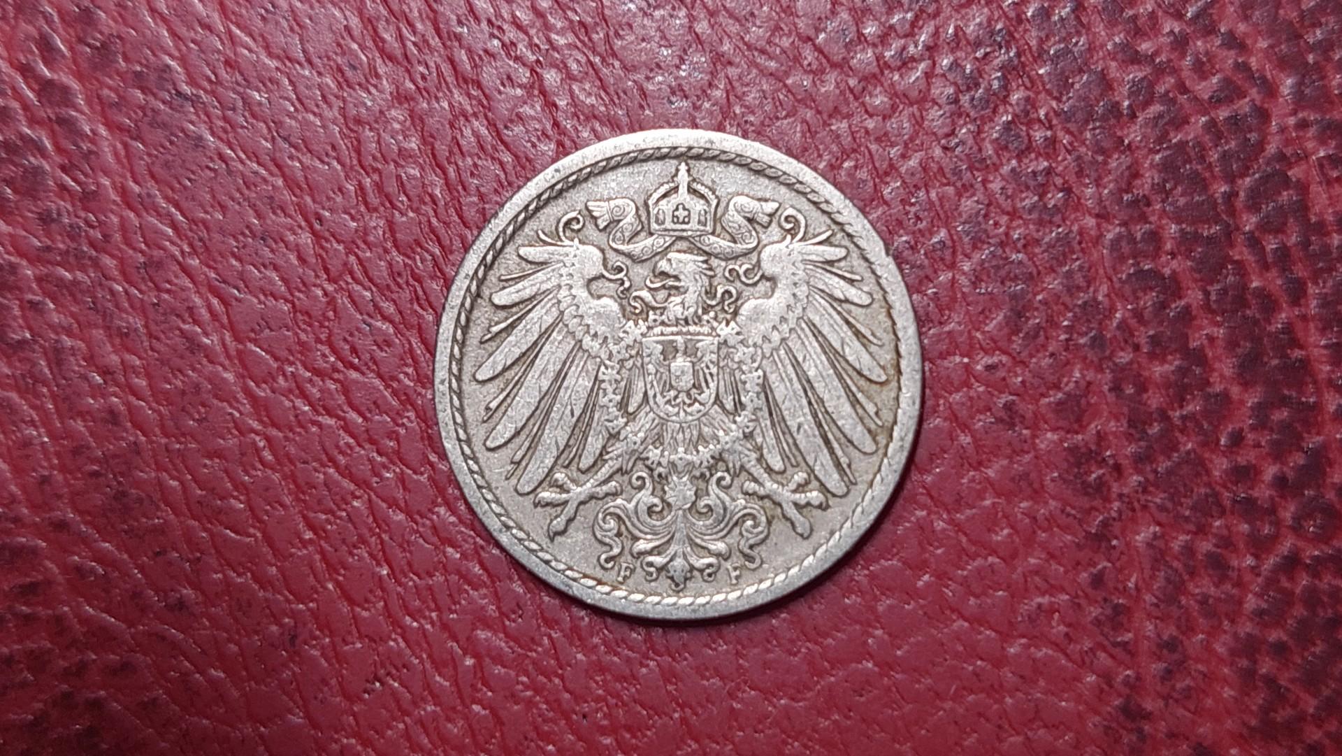 Vokietija 5 pfenigai, 1910F KM# 11