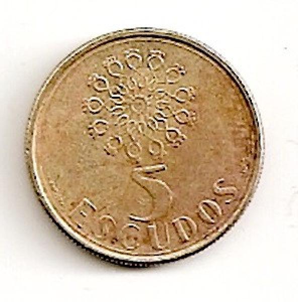 Portugalija. 5 eskudai ( 1991 ) VF