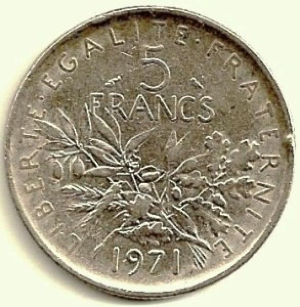 Prancūzija. 5 frankai ( 1972 ) VF