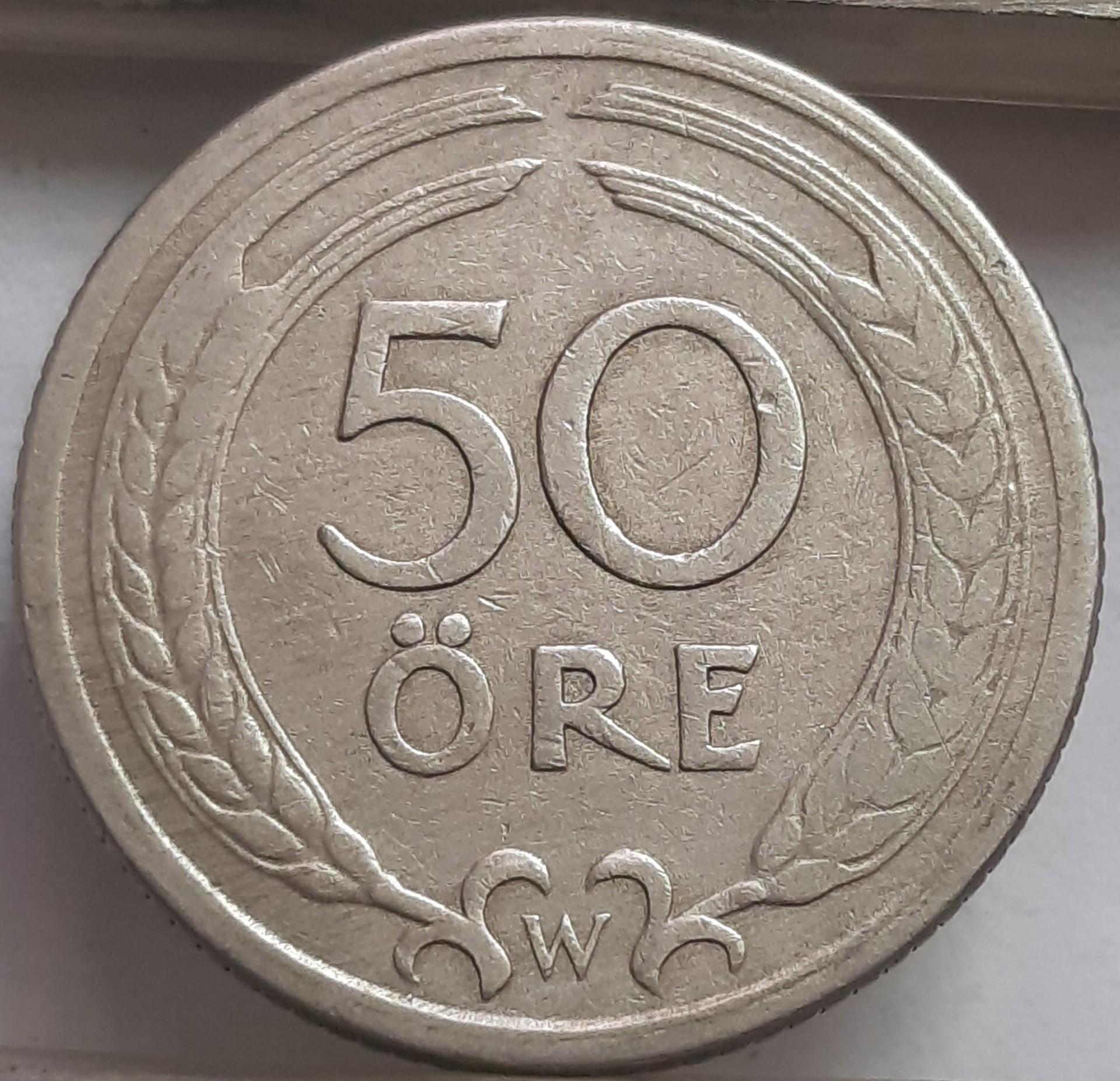 Švedija 50 Erių 1921 KM#796 Reta (3281)