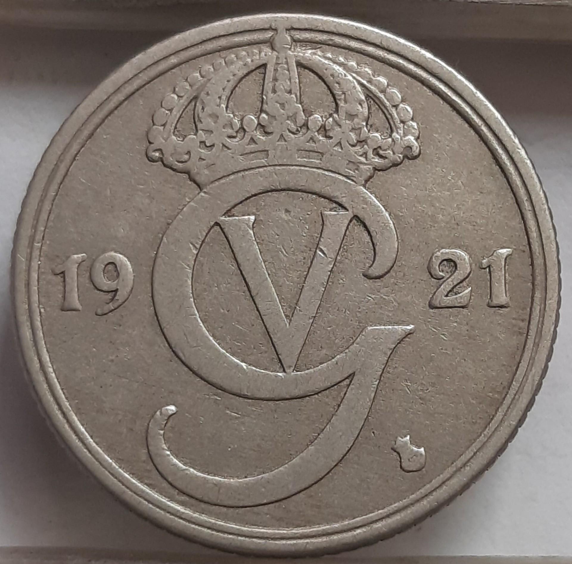 Švedija 50 Erių 1921 KM#796 Reta (3281)