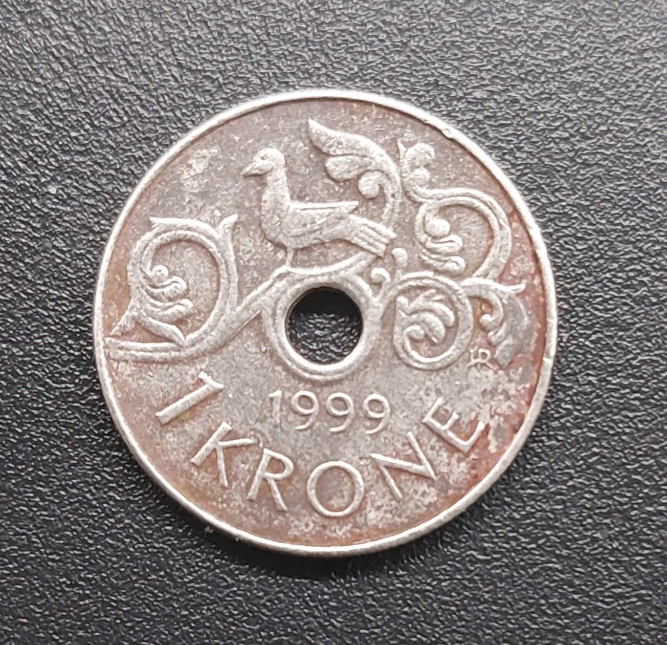 Norvegija 1 krona 1999 m.