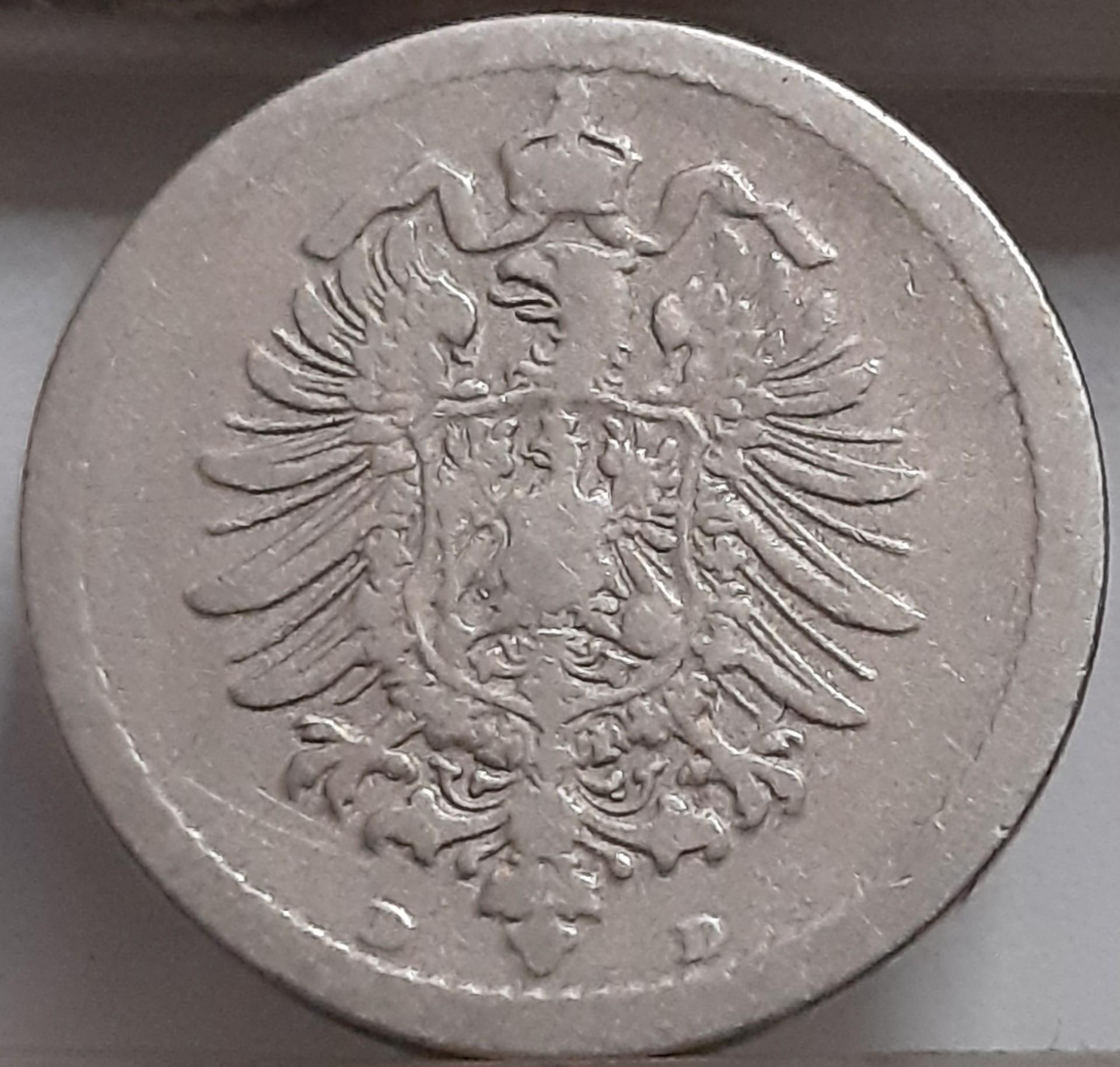 Vokietija 5 Pfenigai 1888 D KM#11 (3308)