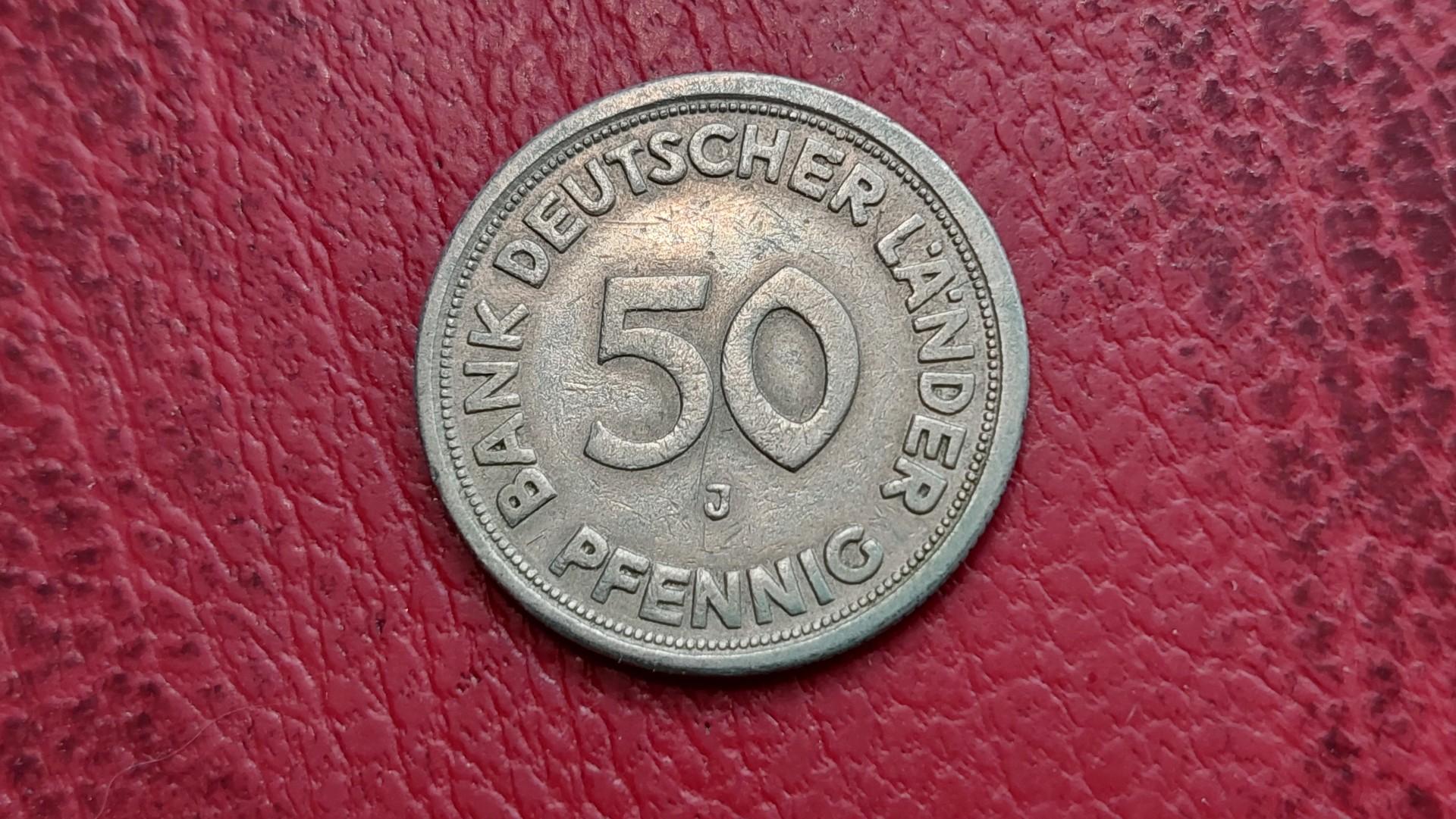 Vokietija 50 pfenigų, 1949J KM# 104