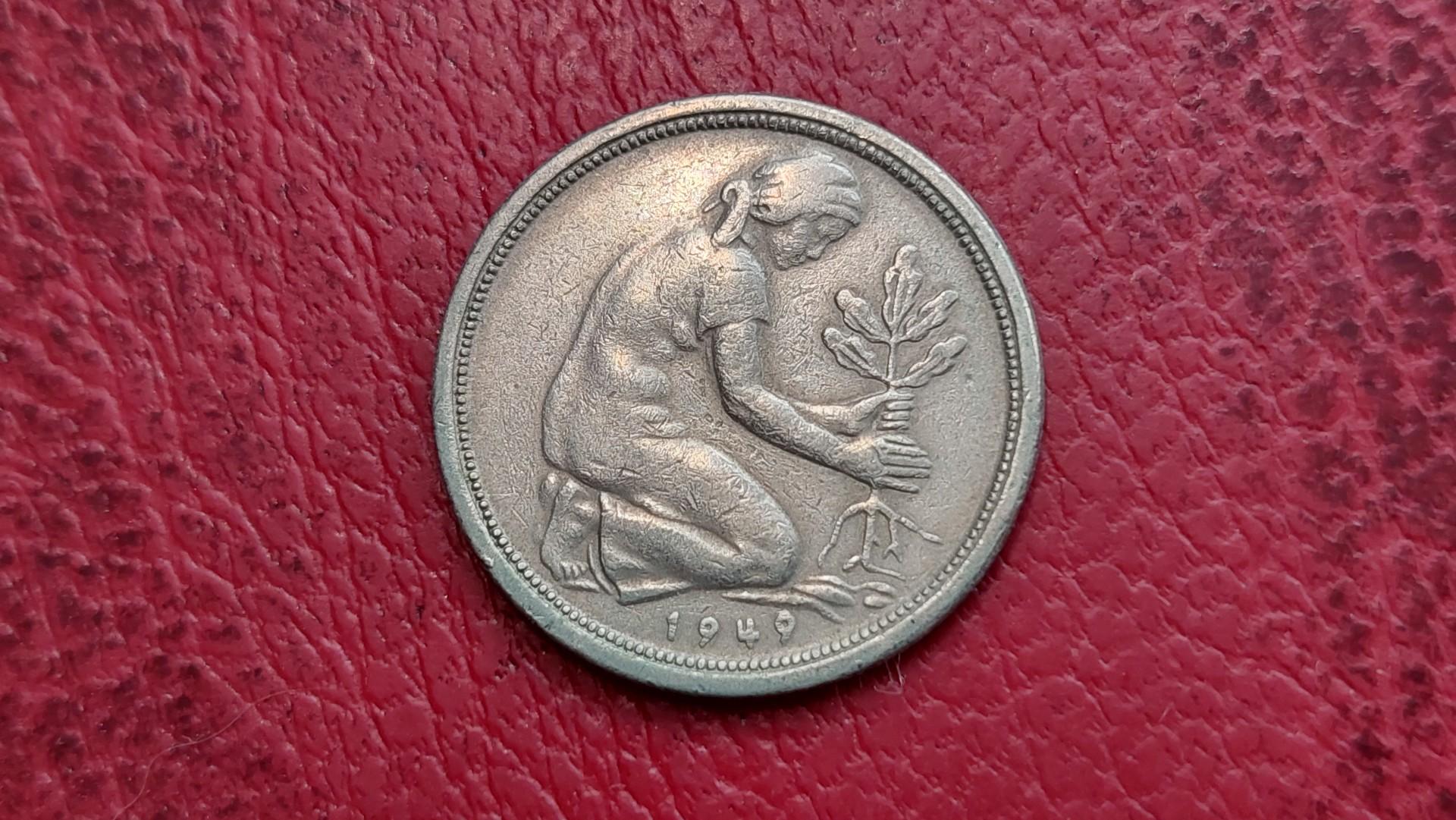 Vokietija 50 pfenigų, 1949J KM# 104