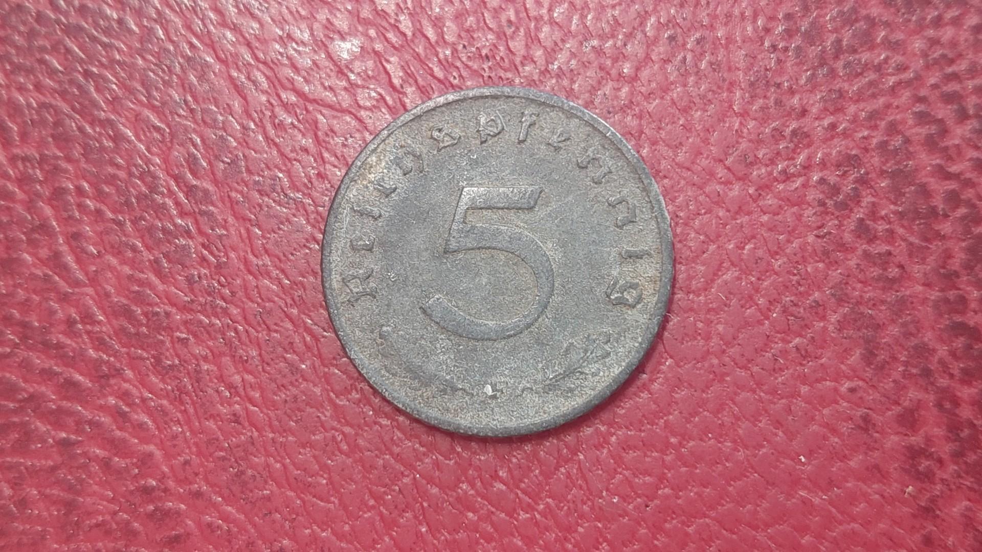 Trečiasis Reichas 5 reichspfenigai, 1940F KM# 100