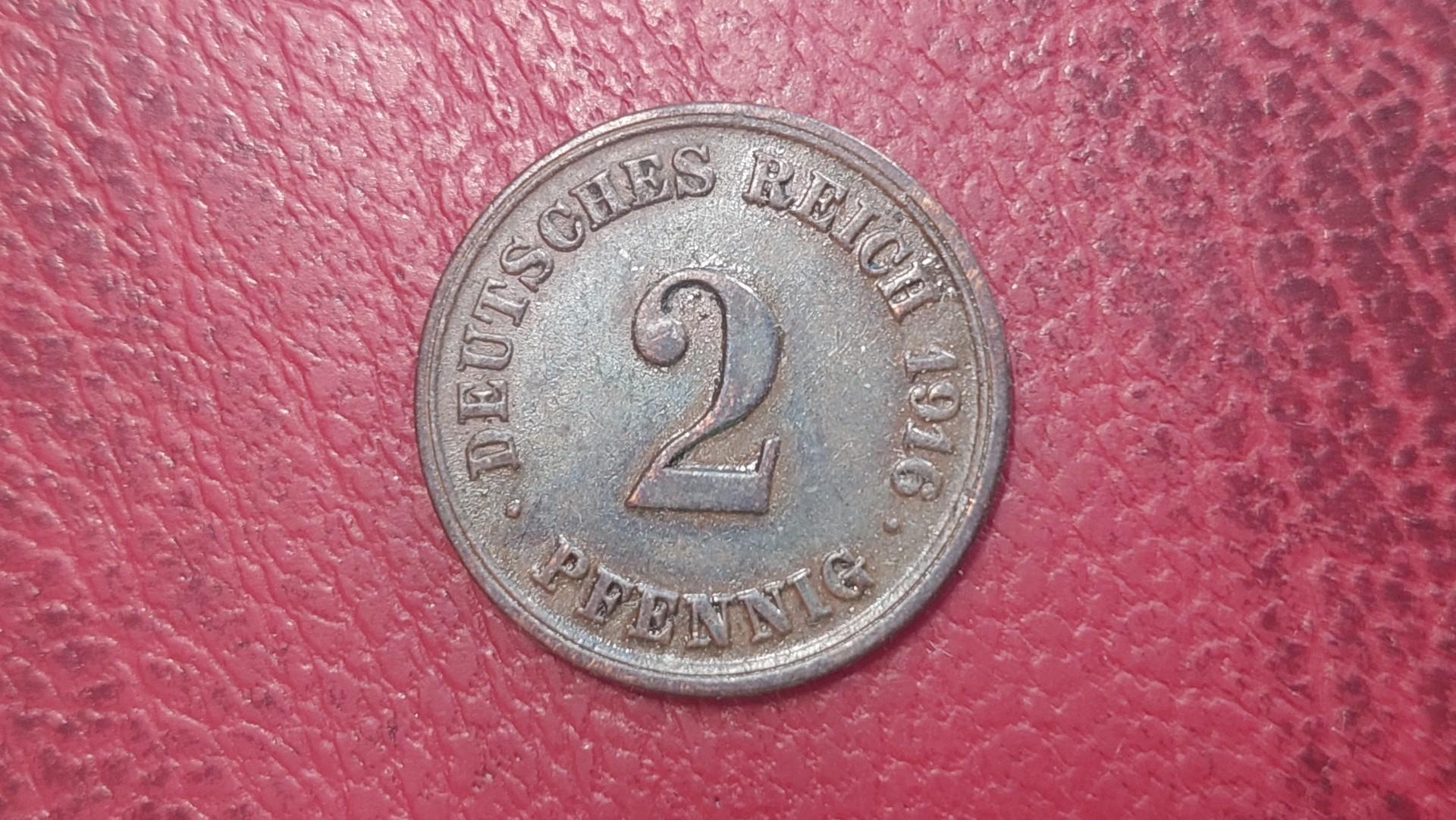 Vokietija 2 pfenigai, 1916E KM# 16