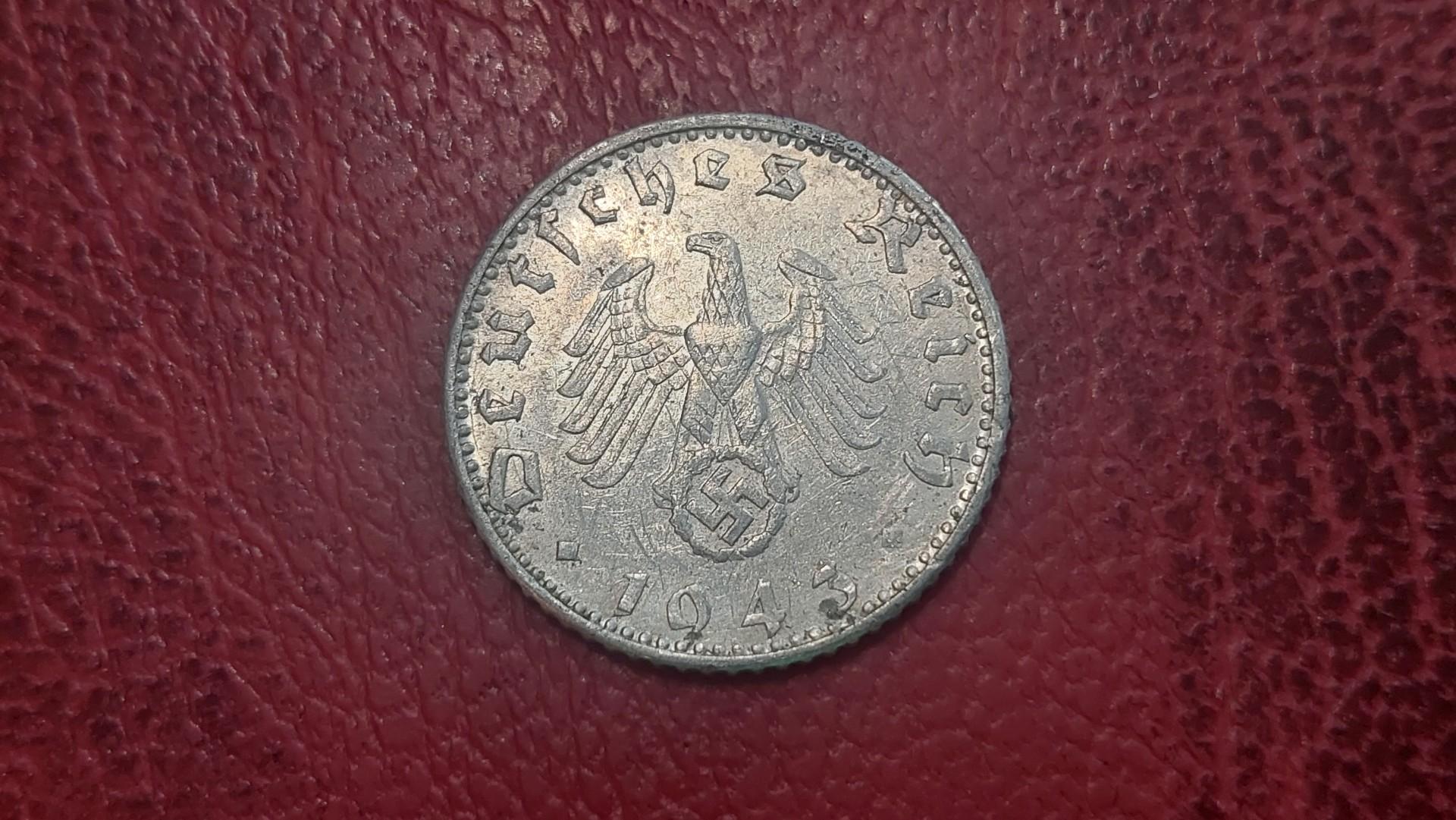 Trečiasis Reichas 50 reichspfenigų, 1943G KM# 96