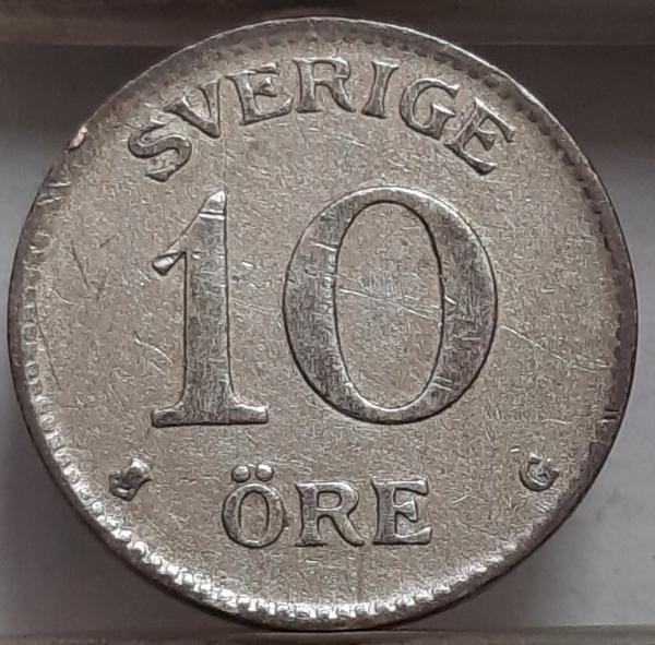 Švedija 10 Erių 1938 KM#780 Sidabras (3325)
