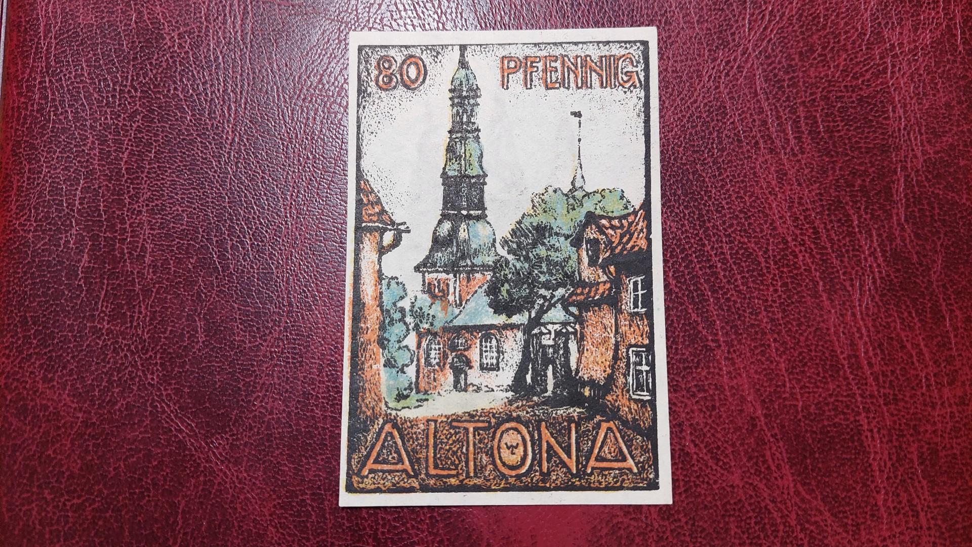 80 Pfennig 1921.12.12 Altona Notgeld Vokietija