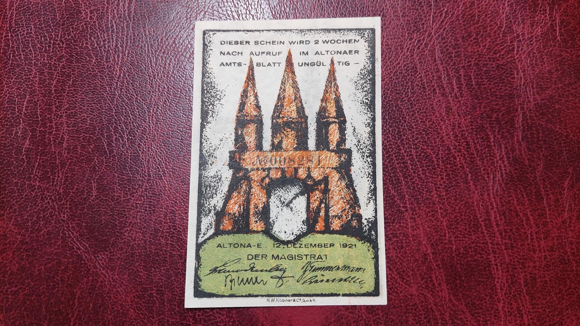 80 Pfennig 1921.12.12 Altona Notgeld Vokietija