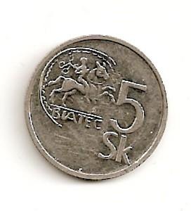 Slovakija. 5 kronos ( 1993 ) XF