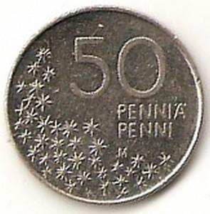 Suomija. 50 penių ( 1992 ) XF