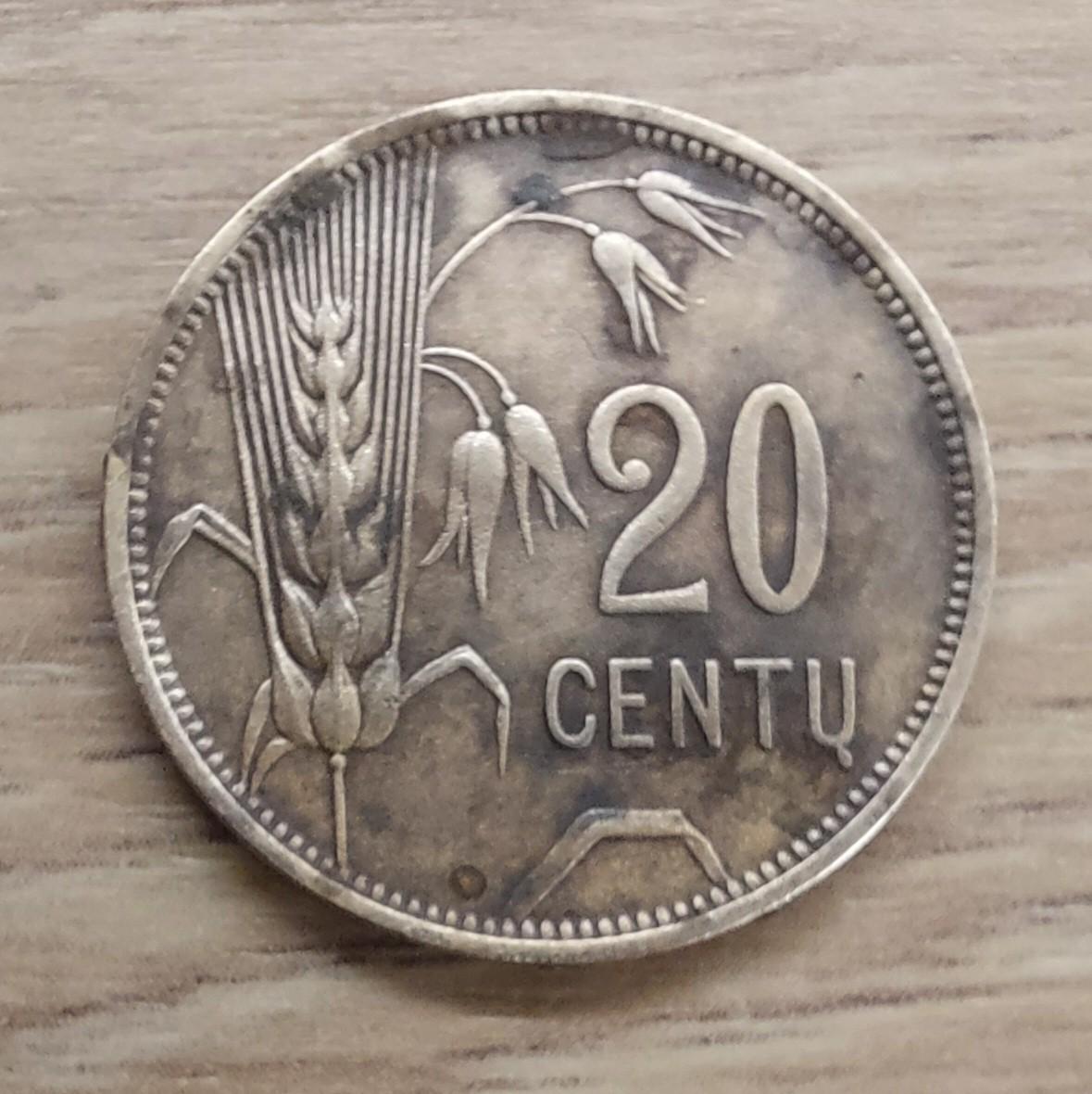 Lietuva Tarpukaris. 20 centų 1925m.