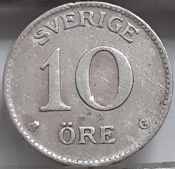 Švedija 10 Erių 1939 KM#780 Sidabras (3326)