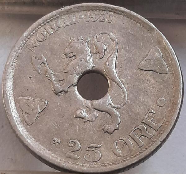 Norvegija 25 Erės 1921 KM#382 (3334)