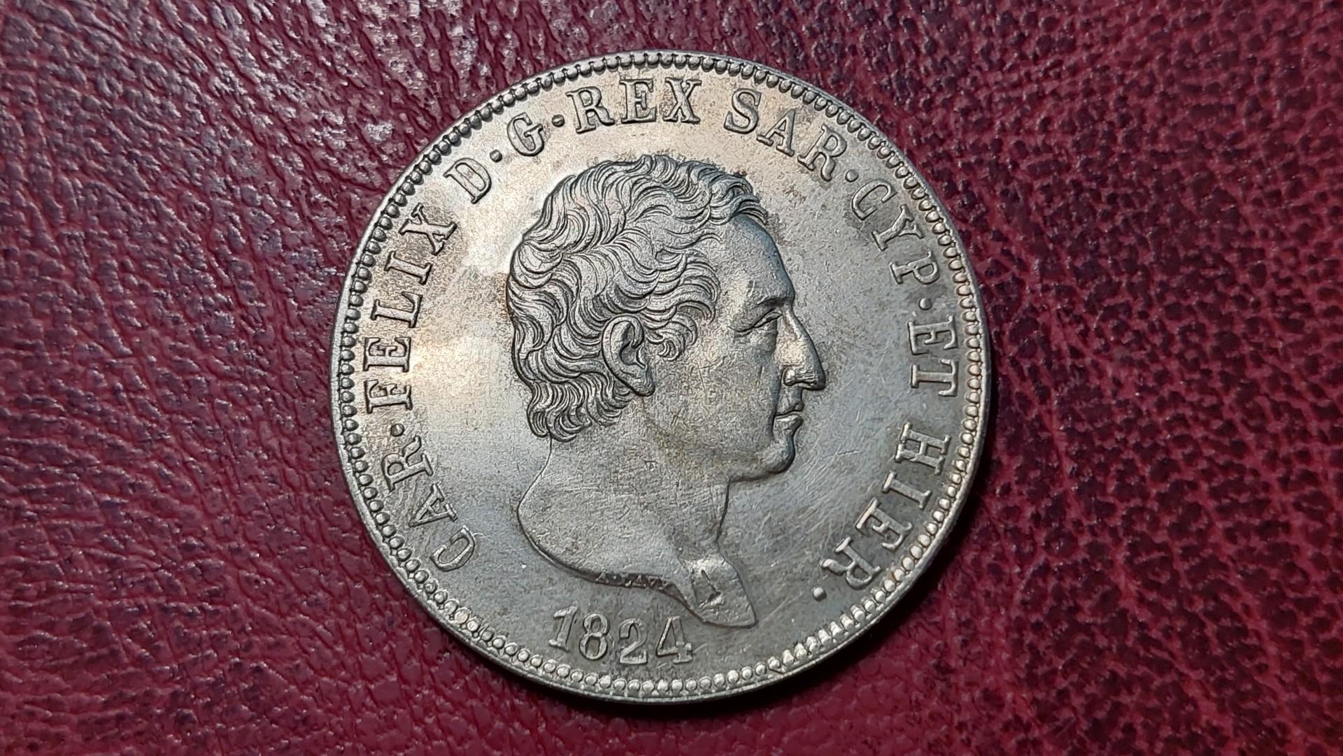 Sardinija 5 liros, 1824L KM# 116 KOPIJA!!!