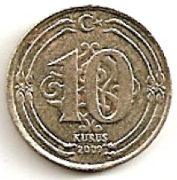 Turkija. 10 kurušų ( 2009 ) XF