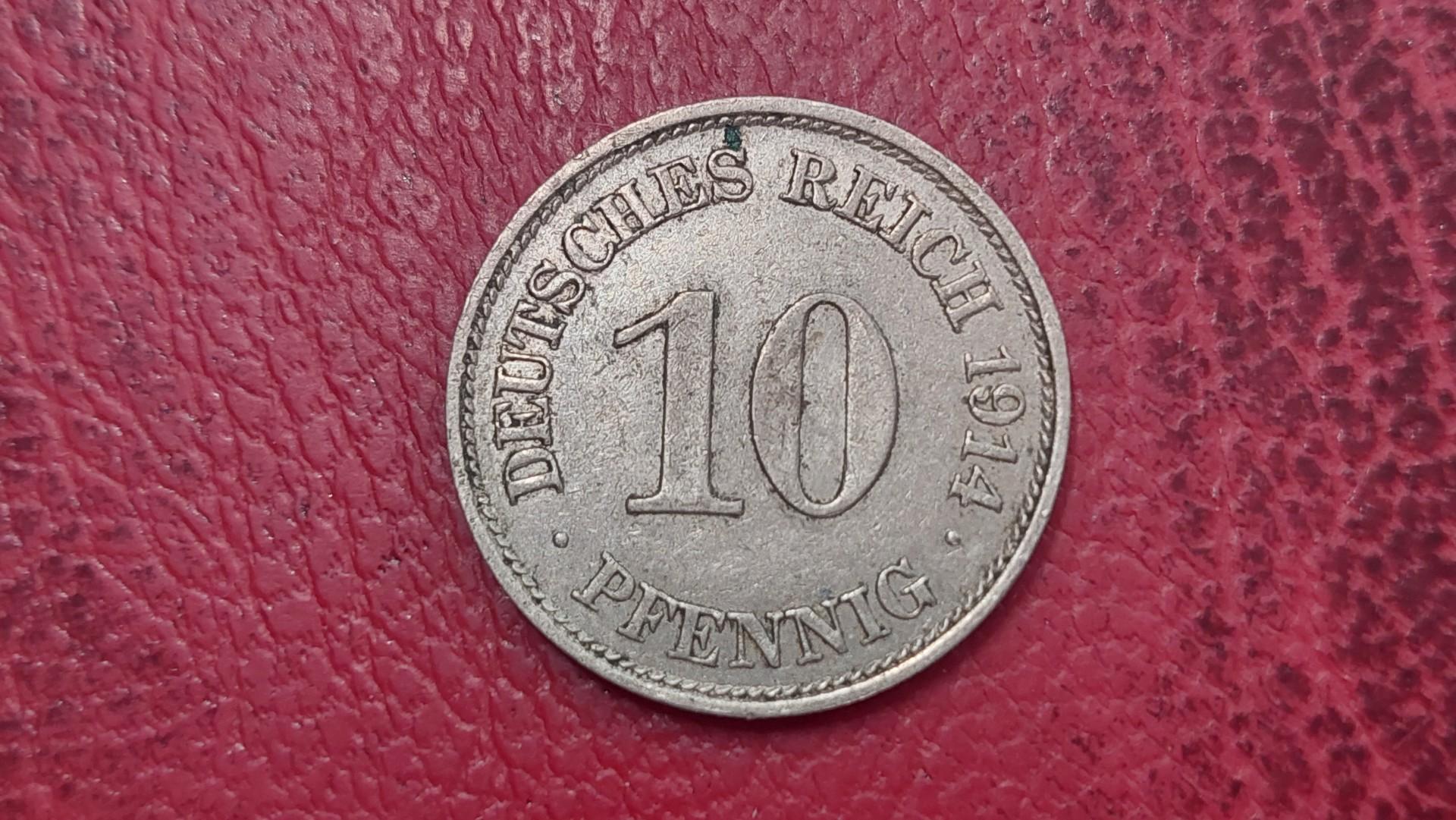 Vokietija 10 pfenigų, 1914E KM# 12